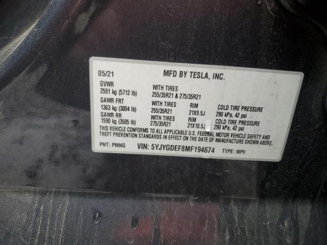 5YJYGDEF8MF194674 Tesla 2021