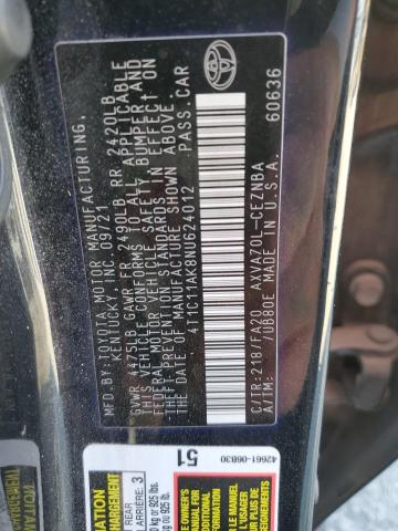 4T1C11AK8NU624012 Toyota a25a-fks