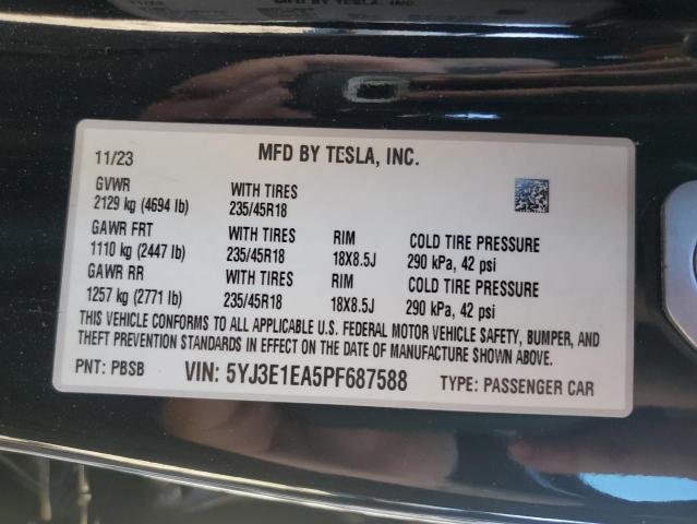 5YJ3E1EA5PF687588 Tesla MODEL 3
