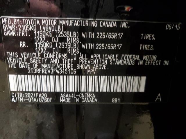 2T3RFREV3FW345106 Toyota 2ar-fe