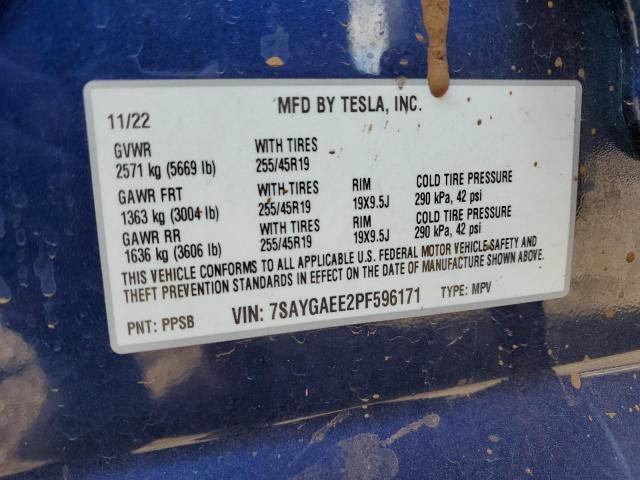 7SAYGAEE2PF596171 Tesla Model Y