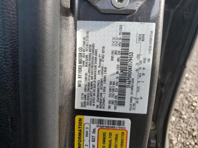 3FA6P0HD0KR179453 Ford FUSION SE