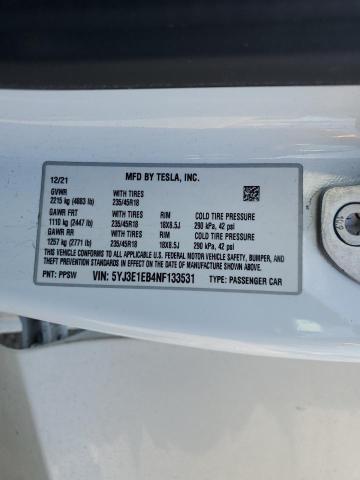 5YJ3E1EB4NF133531 Tesla 2022