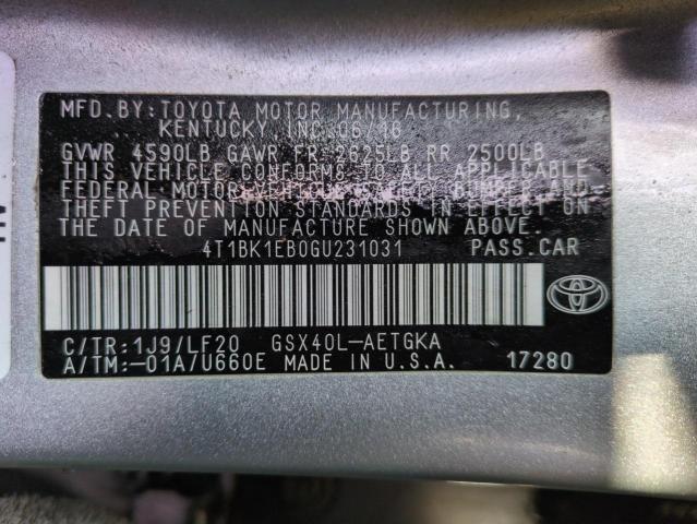 4T1BK1EB0GU231031 Toyota AVALON XLE