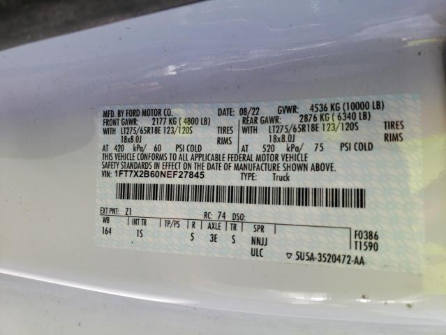 1FT7X2B60NEF27845 Ford 2022