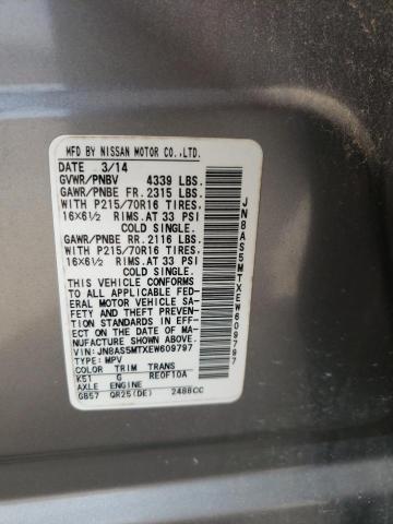 JN8AS5MTXEW609797 Nissan ROGUE SELE