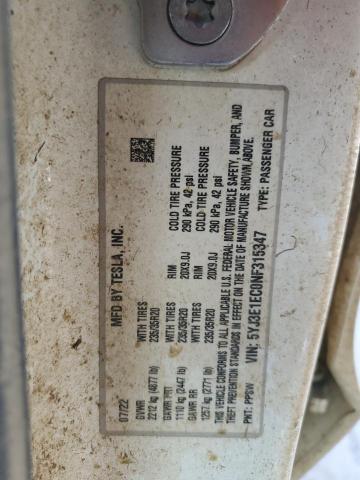 5YJ3E1EC0NF315347 Tesla MODEL 3
