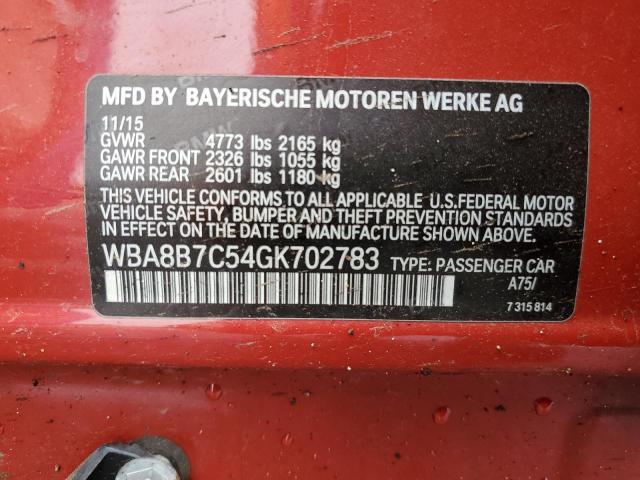 WBA8B7C54GK702783 BMW 2016