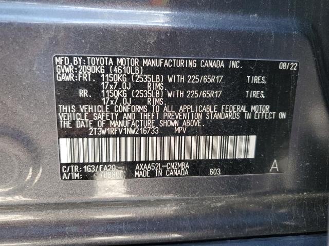 2T3W1RFV1NW216733 Toyota a25a-fks