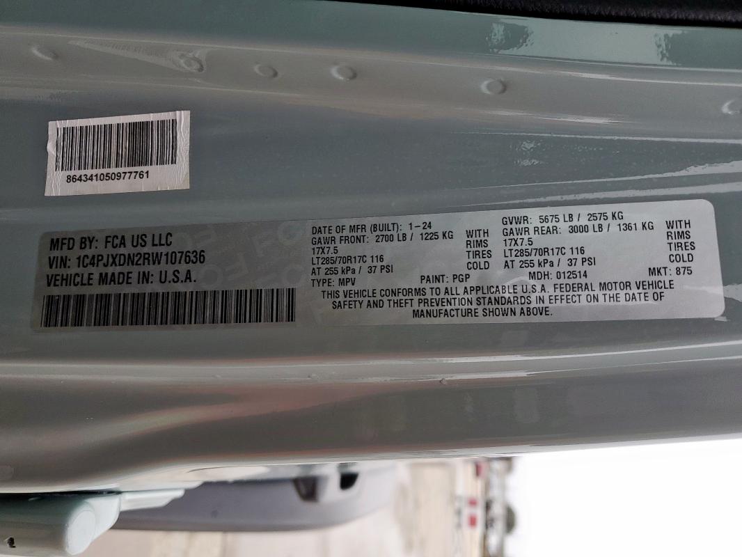 1C4PJXDN2RW107636 Jeep WRANGLER S
