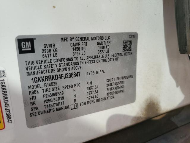 1GKKRRKD4FJ238847 GMC ACADIA SLT