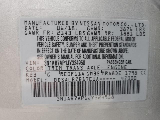 3N1AB7AP1JY324958 Nissan SENTRA S