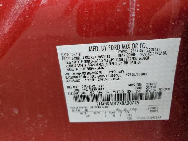 2FMHK6DT2KBA00745 Ford Flex Limited