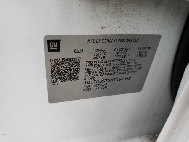 1G1ZD5STXKF154353 Chevrolet MALIBU LT