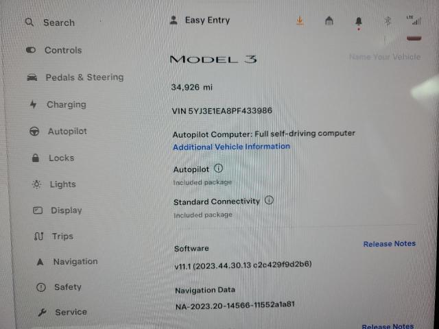 5YJ3E1EA8PF433986 Tesla MODEL 3
