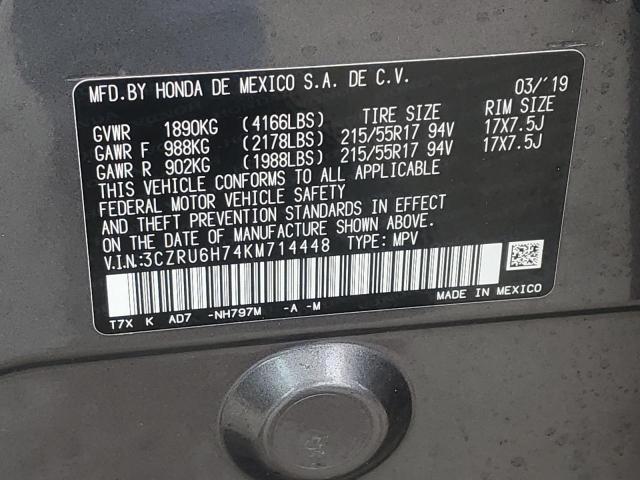 3CZRU6H74KM714448 Honda Hr-v Exl