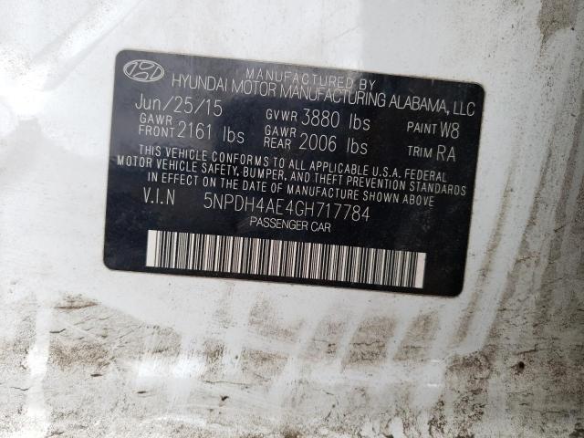 5NPDH4AE4GH717784 Hyundai ELANTRA SE