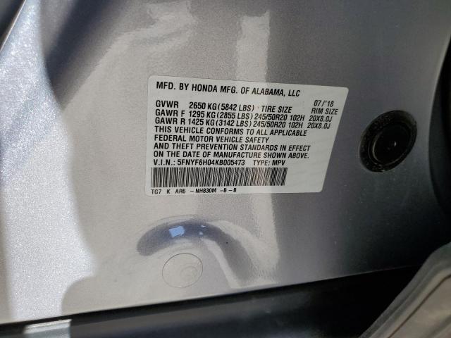 5FNYF6H04KB005473 Honda Pilot Elite