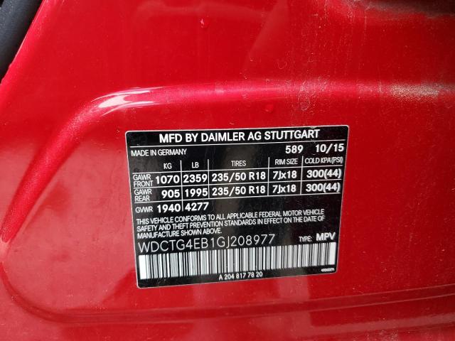 WDCTG4EB1GJ208977 Mercedes-Benz GLA 250