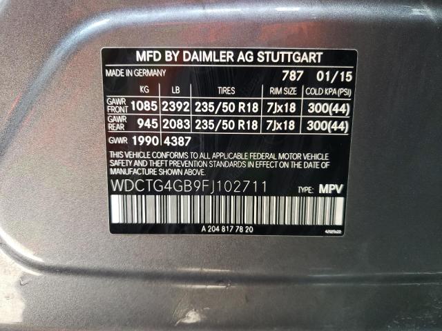 WDCTG4GB9FJ102711 Mercedes-Benz Gla 250 4matic