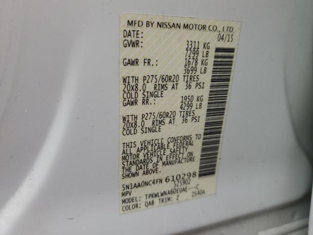 5N1AA0NC4FN610298 Nissan ARMADA SV