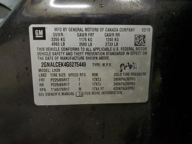 2GNALCEK4G6275449 Chevrolet EQUINOX LT