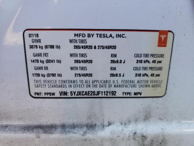 5YJXCAE20JF112192 Tesla MODEL X