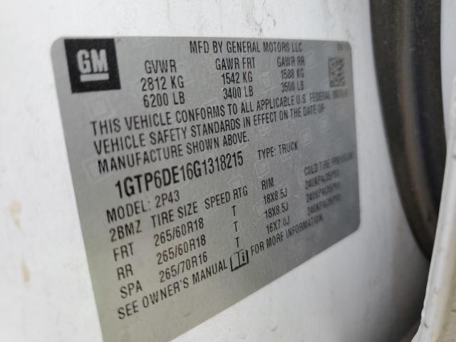 1GTP6DE16G1318215 GMC CANYON SLT