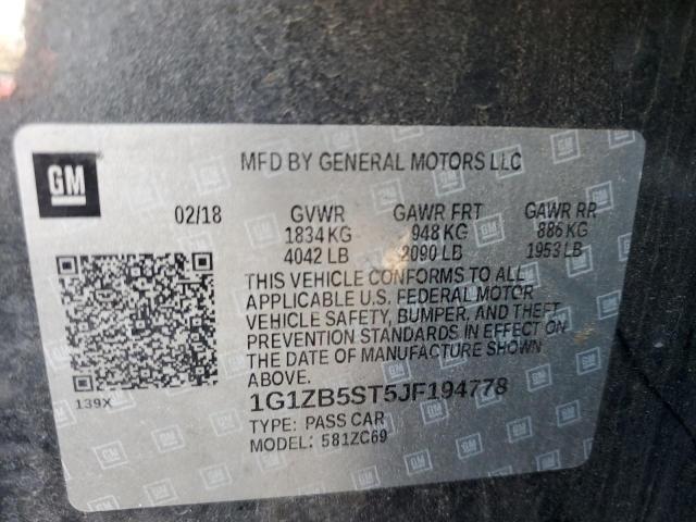 1G1ZB5ST5JF194778 Chevrolet MALIBU LS