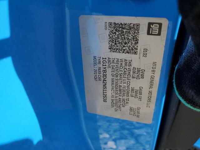 1G1YB3D42N5112538 Chevrolet Corvette Stingray 2lt