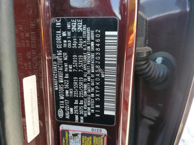 5XYPKDA58JG384602 KIA SORENTO SX