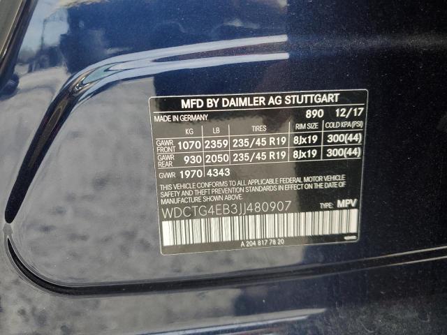 WDCTG4EB3JJ480907 Mercedes-Benz GLA 250