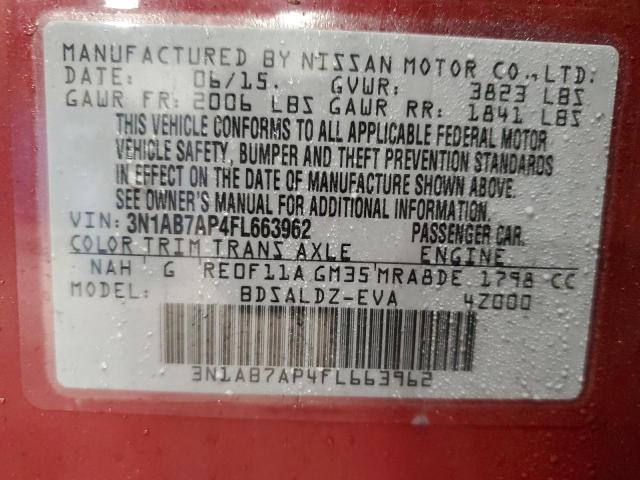 3N1AB7AP4FL663962 Nissan SENTRA S