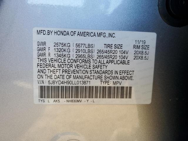 5J8YD4H90LL013871 Acura Mdx Advance