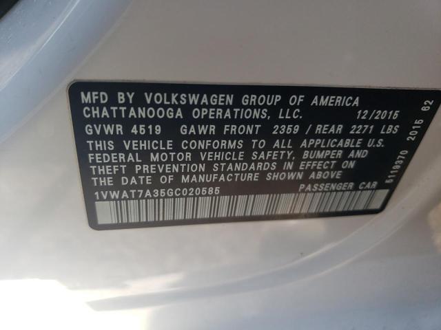 1VWAT7A35GC020585 Volkswagen PASSAT S