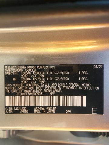 JTJHKCFZ8N2005931 Lexus NX 450H