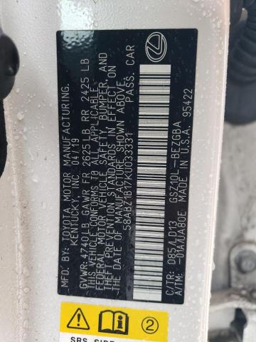 58ABZ1B17KU033331 Lexus ES 350