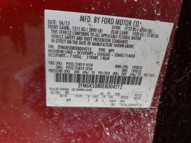 2FMGK5D80EBD04212 Ford Flex Limited