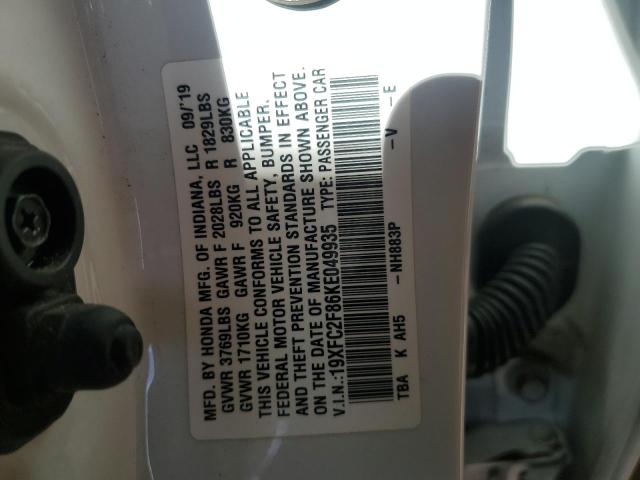 19XFC2F86KE049935 Honda Civic Sport