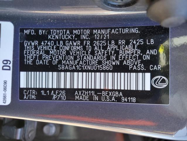 58AGA1C1XNU015860 Lexus Es 300h Base