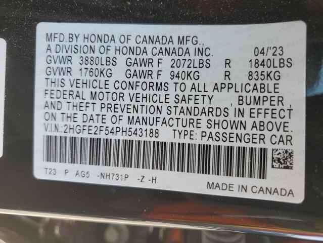 2HGFE2F54PH543188 Honda Civic Sport