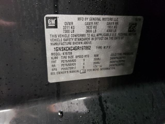 1GNSKCKC4GR197862 Chevrolet Tahoe K1500 Ltz