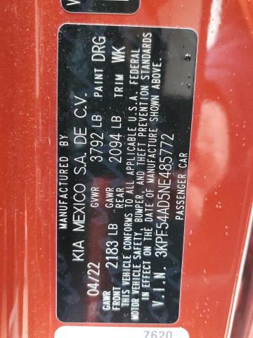 3KPF54AD5NE485772 KIA Forte Gt Line