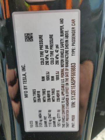 5YJ3E1EA5PF669883 Tesla MODEL 3