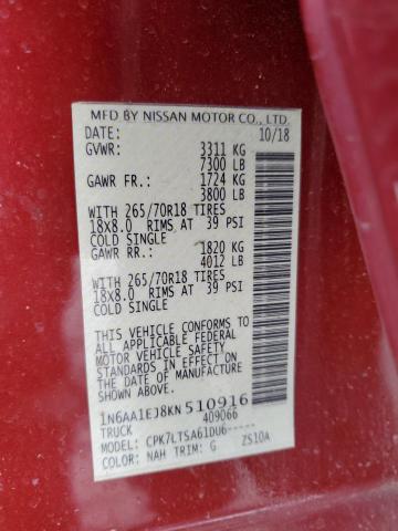 1N6AA1EJ8KN510916 Nissan TITAN S