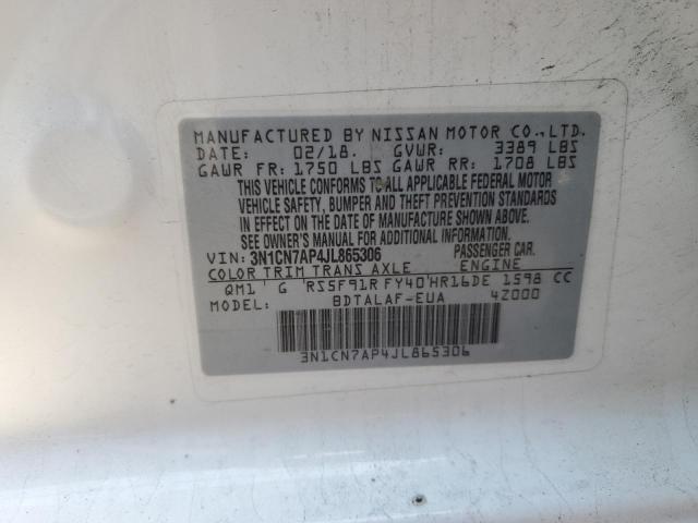 3N1CN7AP4JL865306 Nissan VERSA S