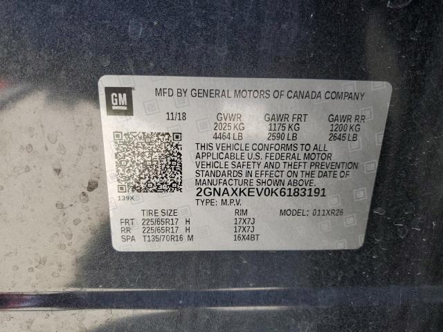 2GNAXKEV0K6183191 Chevrolet EQUINOX LT