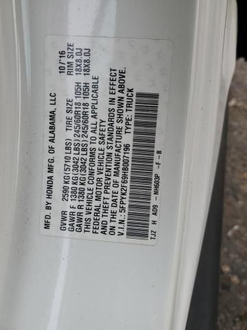 5FPYK2F69HB007196 Honda Ridgeline Rtl