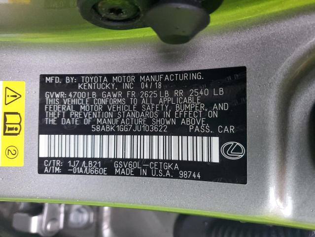 58ABK1GG7JU103622 Lexus ES 350