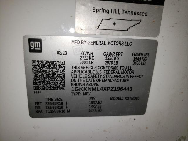 1GKKNML4XPZ196443 GMC ACADIA SLT